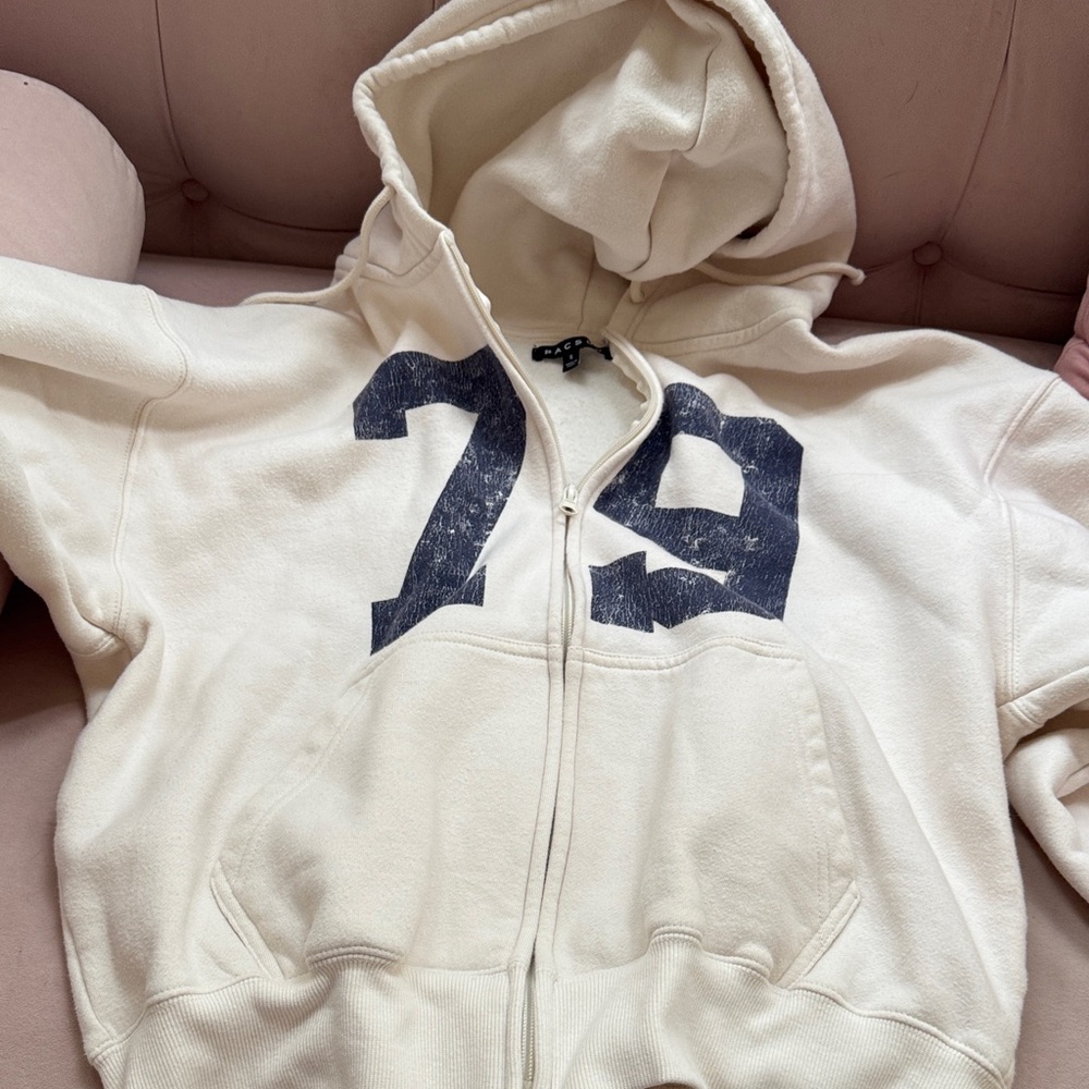 PacSun Cream Hoodie with Navy Print